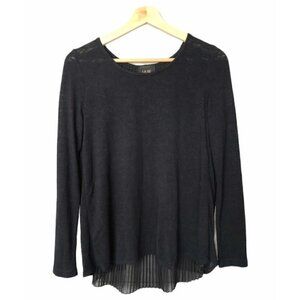 W5 Black Chiffon Pleated Back Long Sleeve S